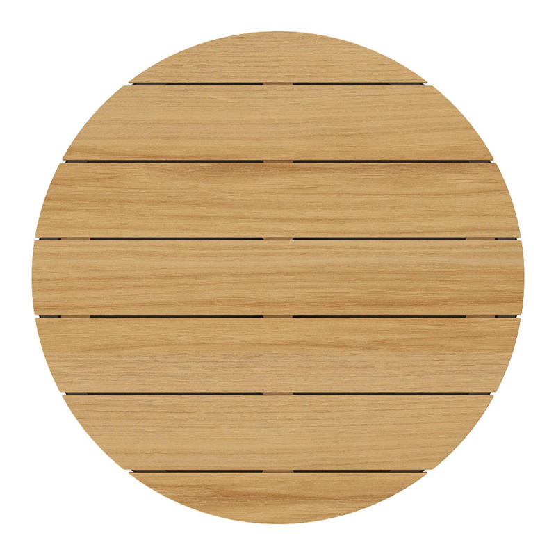 Table de basse Bomero ronde en aluminium taupe et teck - Diam. 84 x Haut. 32 cm