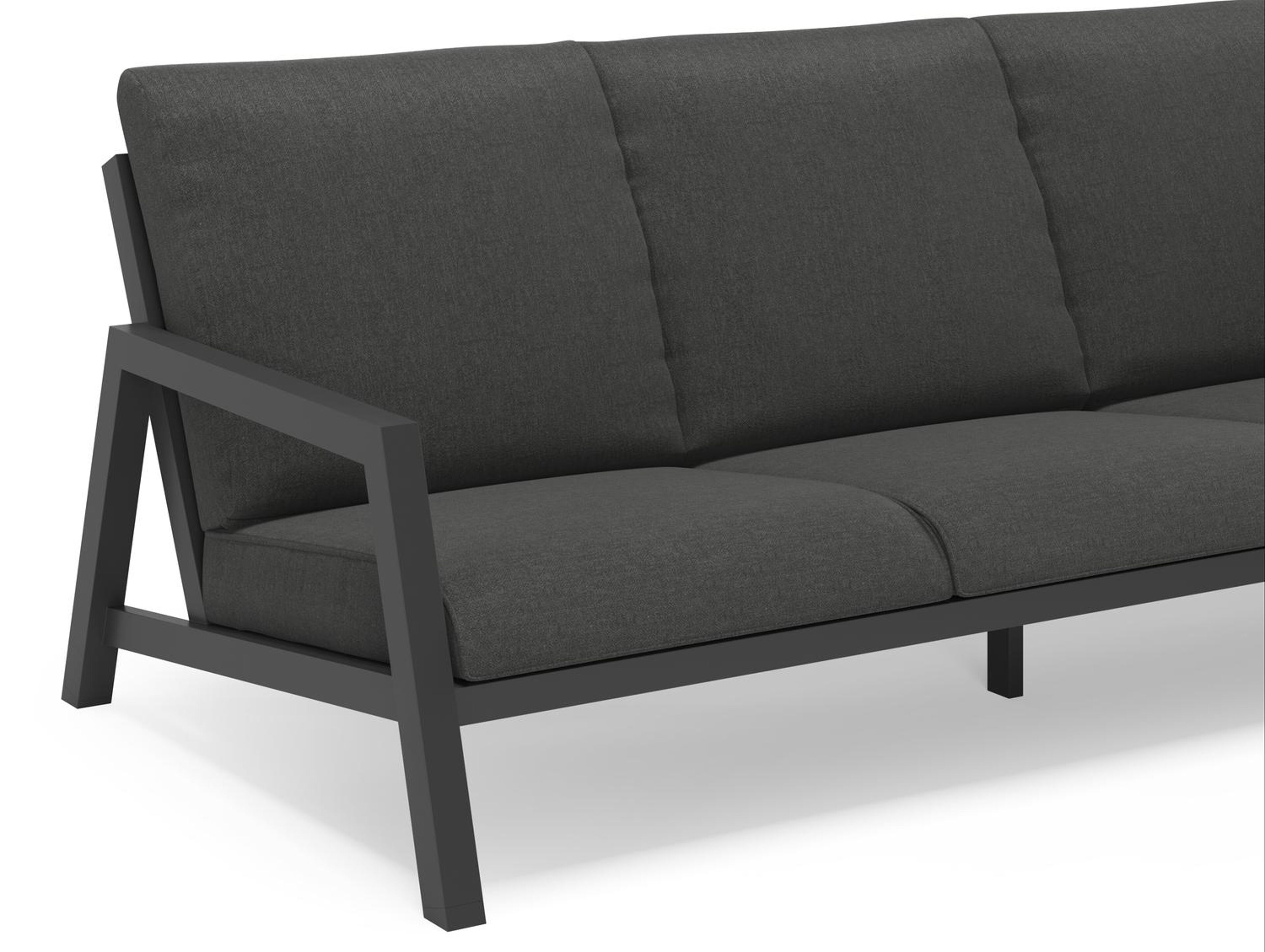 Zen'so loungebank 3-zit in zwart aluminium met chartres sooty all weather sunbrella® luxe kussen