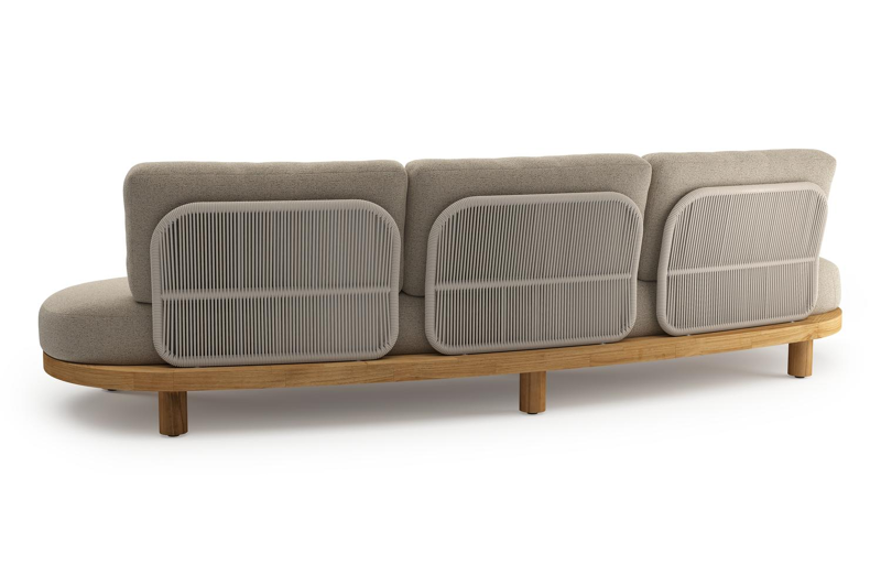 Donato loungebank 3-zit in teak met marbella beige all weather Casettica kussen