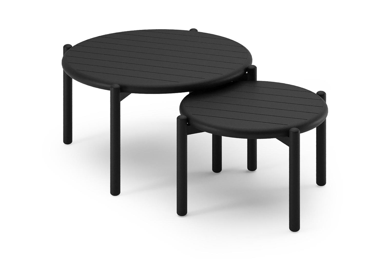 Pulo loungetafels in zwart aluminium - Dia. 70 - 50 x H. 37.5 - 32.5 cm