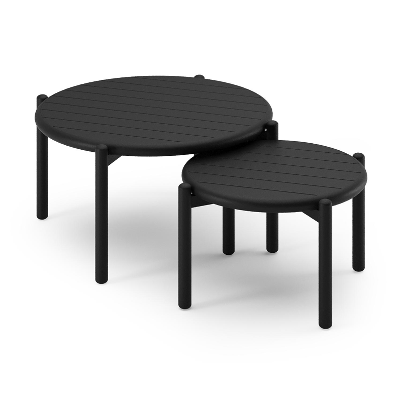 Pulo loungetafels in zwart aluminium - Dia. 70 - 50 x H. 37.5 - 32.5 cm