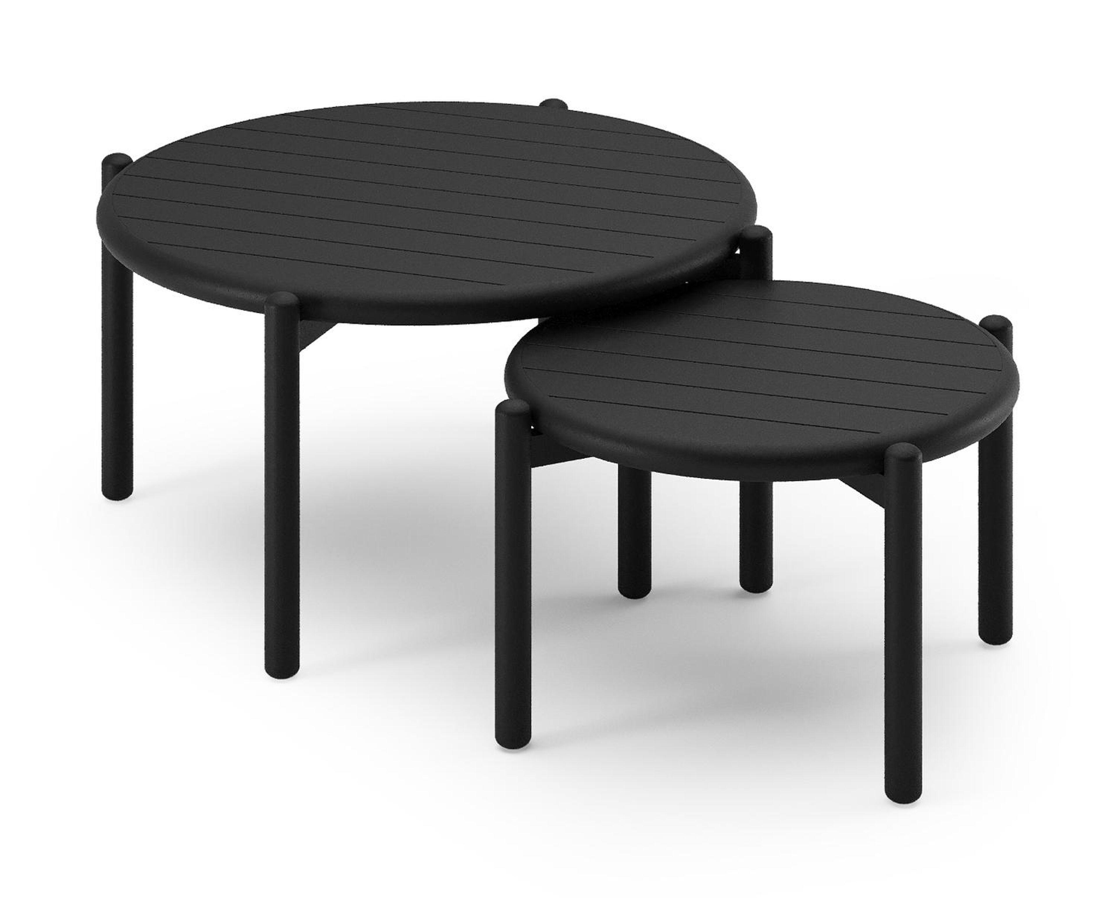Tables basses Pulo en noir aluminium - Diam. 70 - 50 x Haut. 37.5 - 32.5 cm