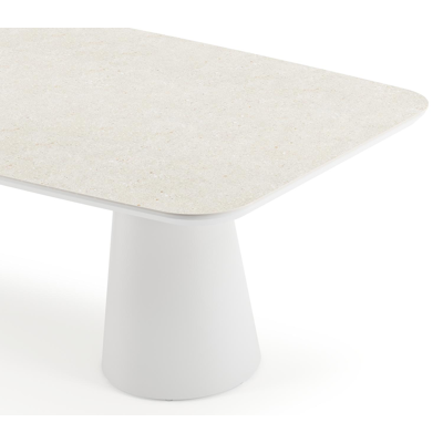 Donato tuintafel in wit aluminium en volkeramiek shilin - L 255 x B 115 x H 74 cm