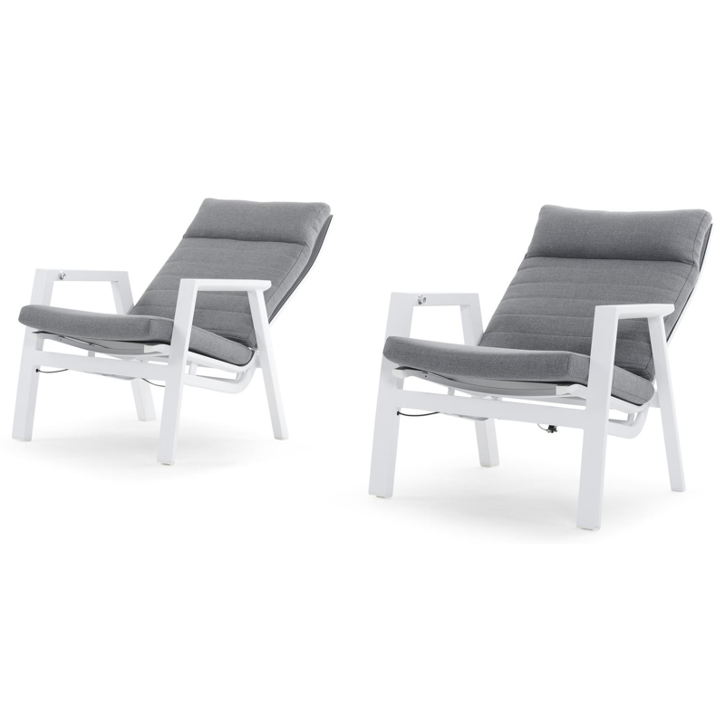 Ensemble de salon de balcon Prato en aluminium blanc avec coussins en weather+ textilène gris