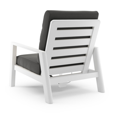 Cirello loungestoel 1-zit in wit aluminium met natte charcoal chine all weather sunbrella® luxe kussen