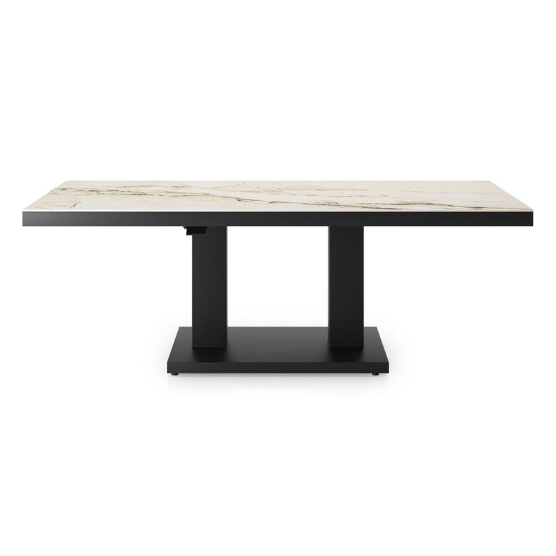 Cirello loungetafel in zwart aluminium en colorado dunes volkeramiek - L 140 x B 80 x H 71 cm