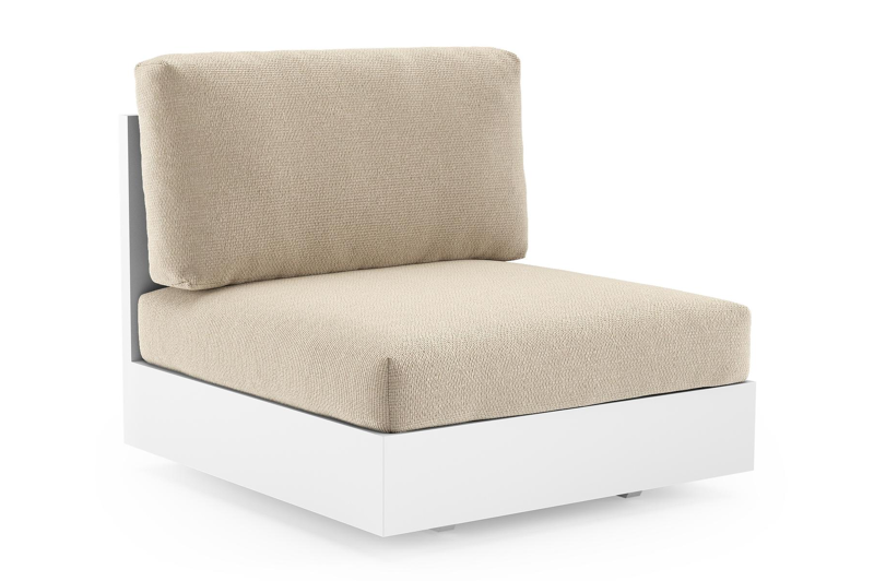 Fauteuil de jardin Como en aluminium blanc et coussins en all weather cosytica althea chalk