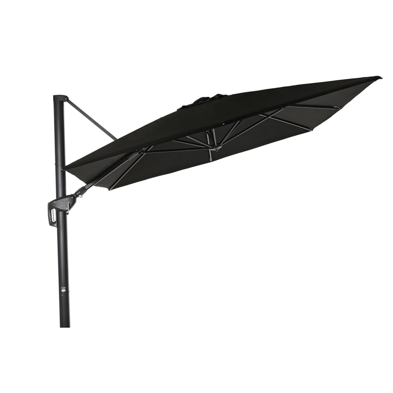 Parasol pendant Minore avec fonction tilt en aluminium noir avec toile de parasol en all weather sunbrella® premium noir - Lg.1 400 x Lg.2 300 cm (sans pied de parasol)