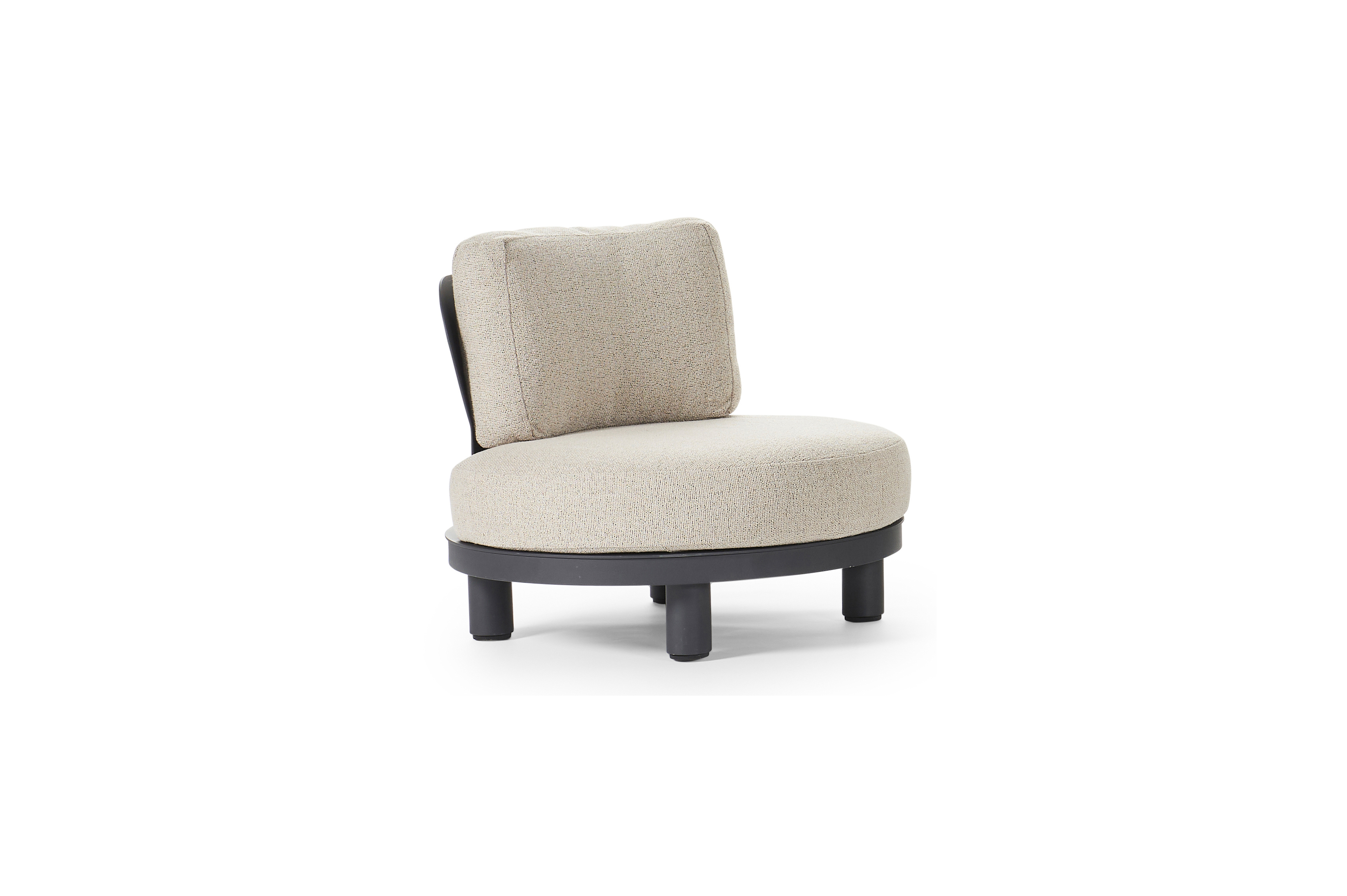 Donato loungestoel 1-zit in zwart aluminium met marbella beige all weather Casettica kussen