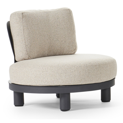 Donato loungestoel 1-zit in zwart aluminium met marbella beige all weather Casettica kussen