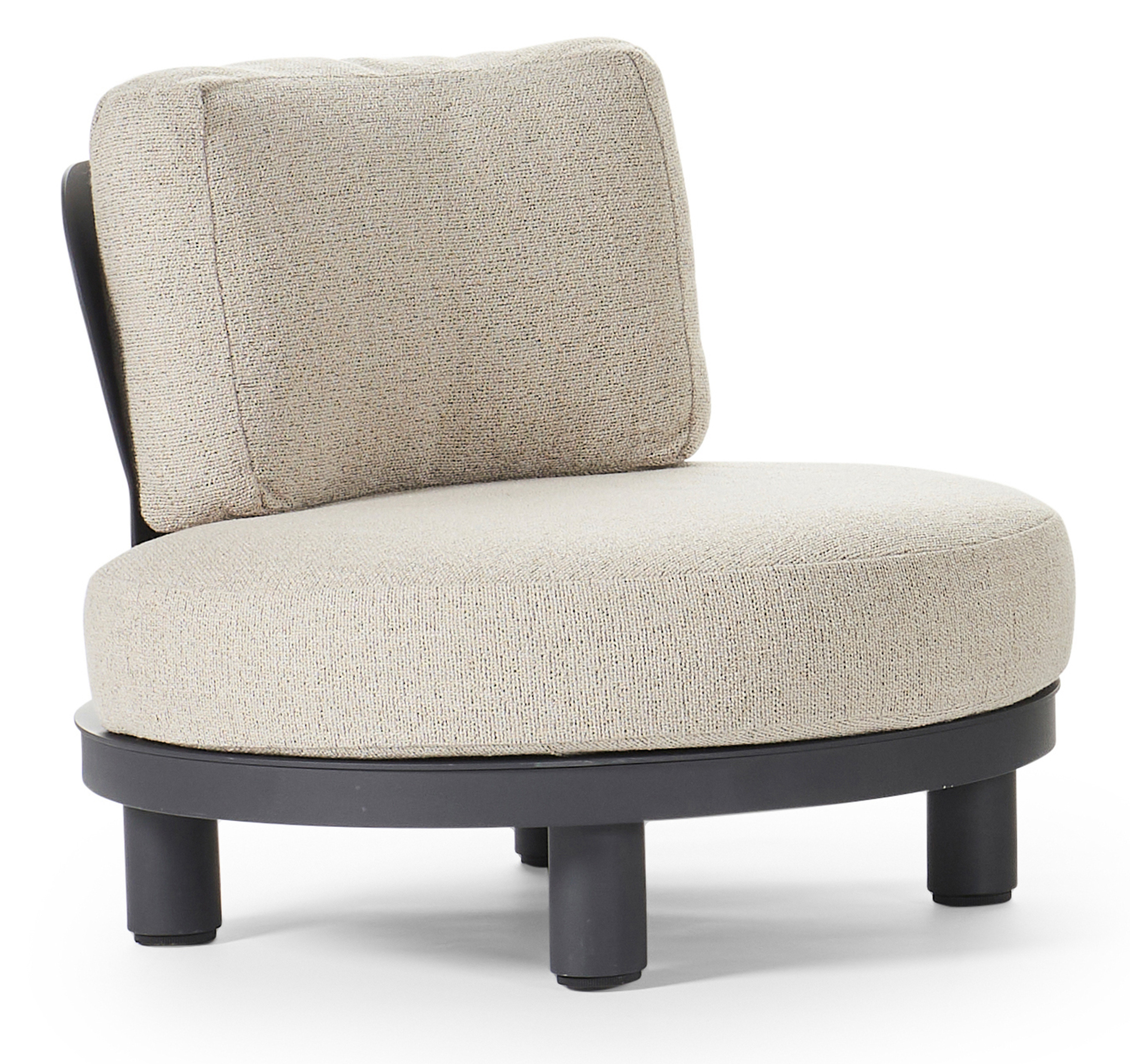 Donato loungestoel in zwart aluminium met marbella beige All Weather Cosytica kussen