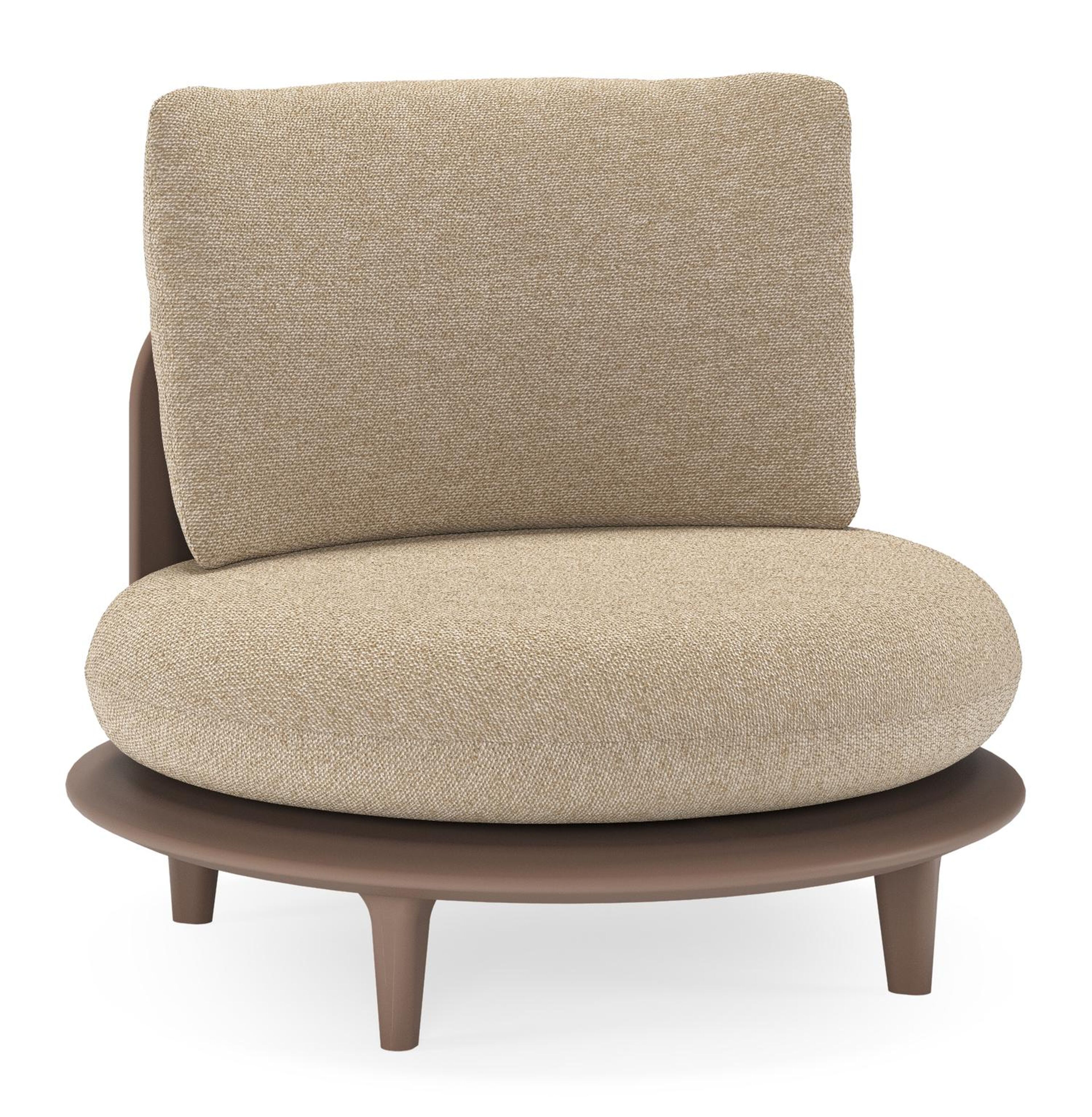Bomero loungestoel in taupe aluminium met madagascar oak all weather cosytica kussen