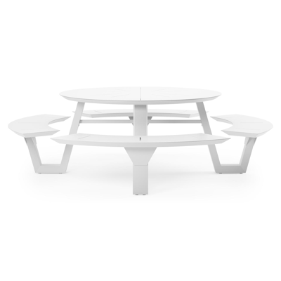 Rondino picknicktafel in wit aluminium - Ø 236 x H 71,5 cm