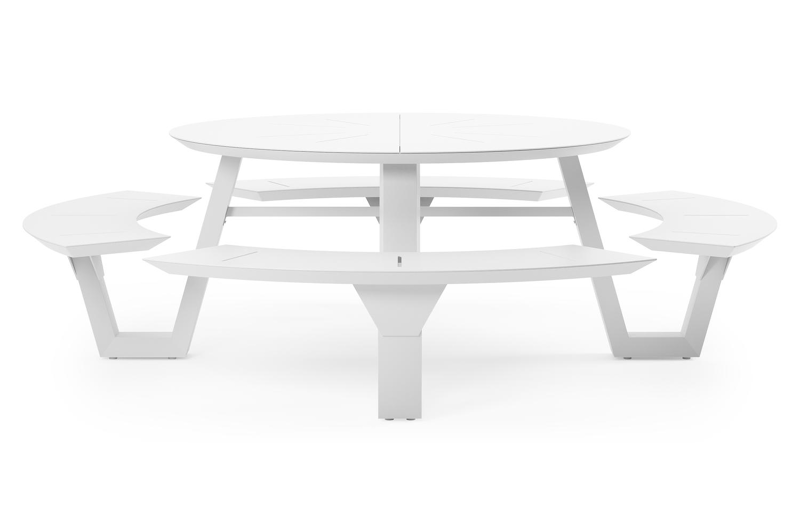 Rondino picknicktafel in wit aluminium - Ø 236 x H 71,5 cm