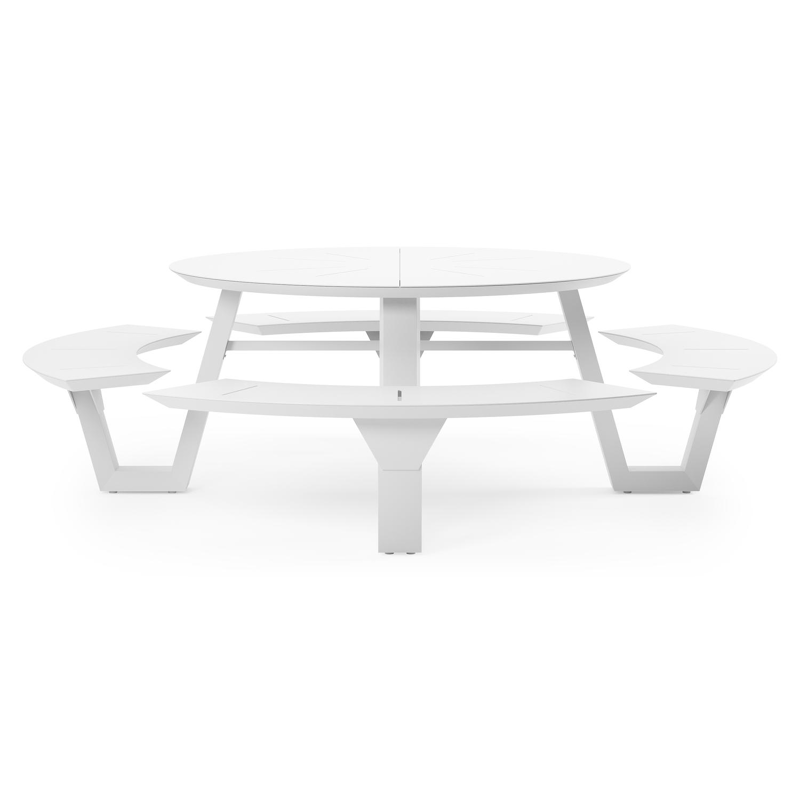 Table de pique-nique Rondino en aluminium blanc - Dia. 236 x H 71,5 cm