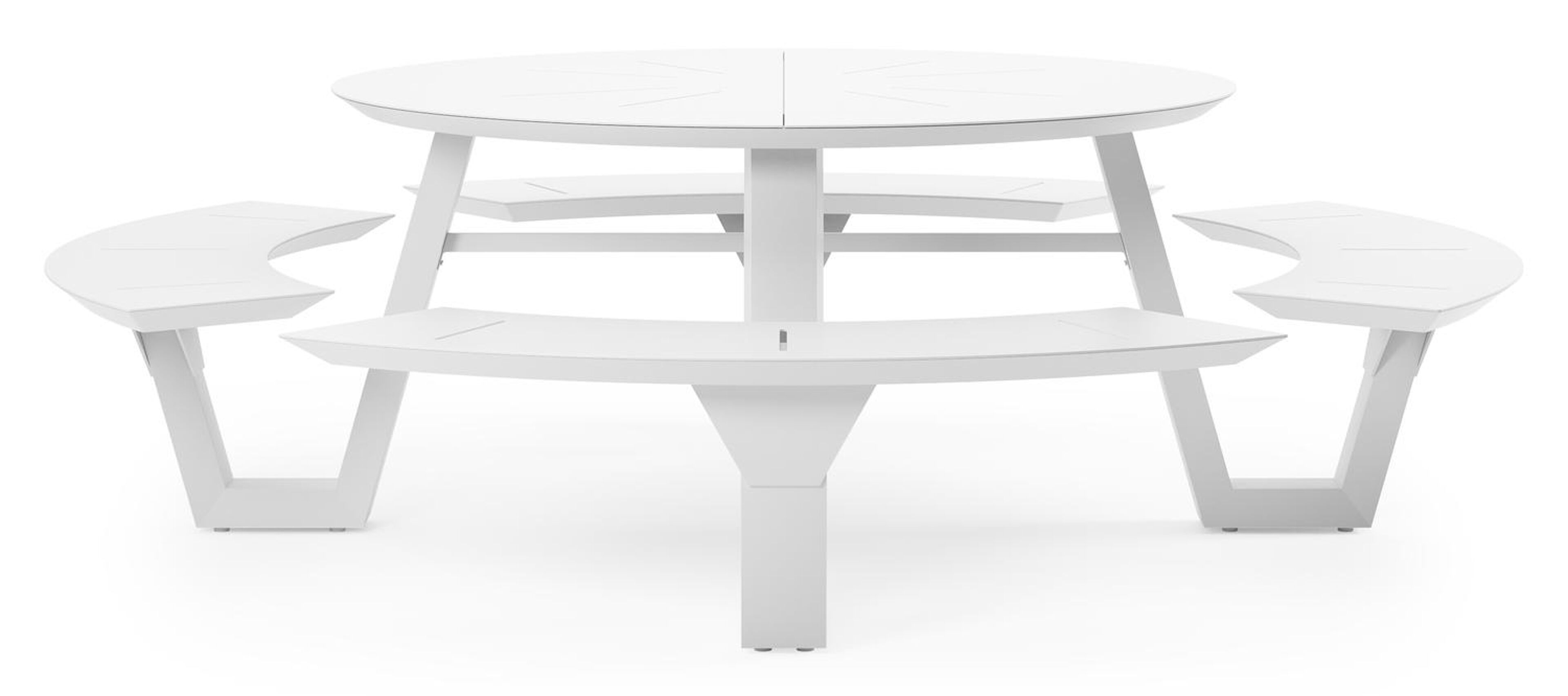 Rondino picknicktafel in wit aluminium - Ø 236 x H 71,5 cm