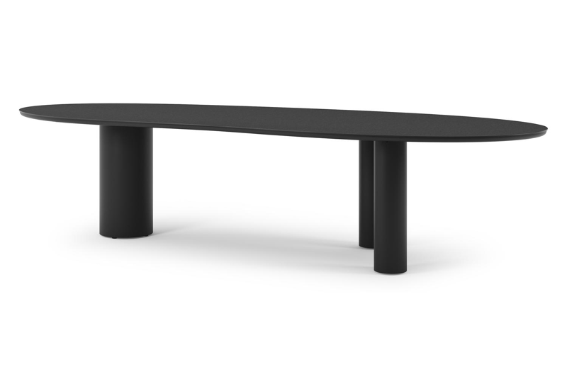 Organo tuintafel organisch in zwart aluminium en volkeramiek nero black - L 320 x B 120 x H 74 cm
