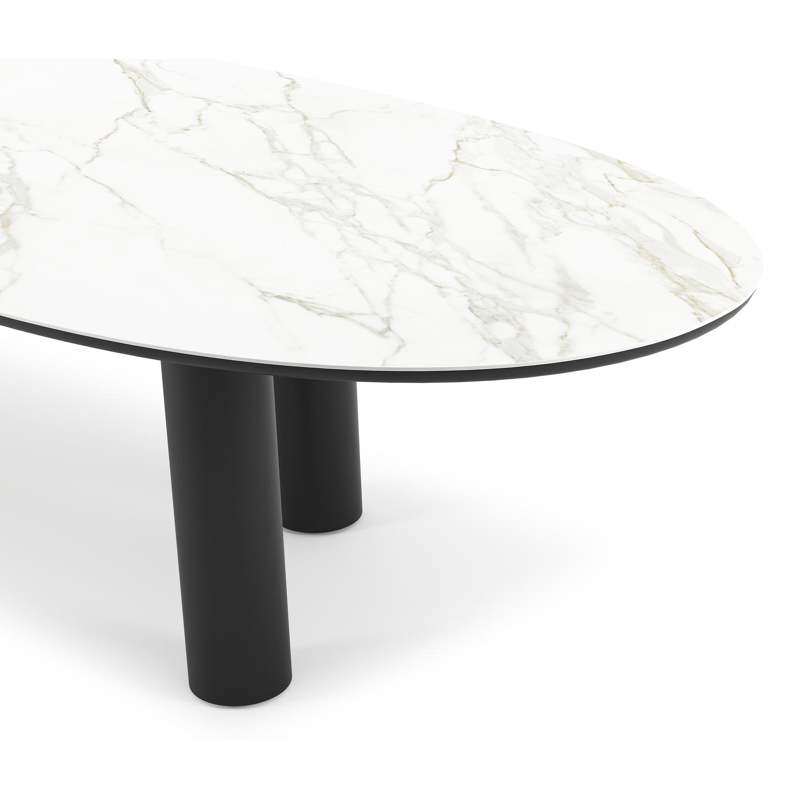 Organo tuintafel organisch in zwart aluminium en volkeramiek Calacatta - L 320 x B 120 x H 74 cm