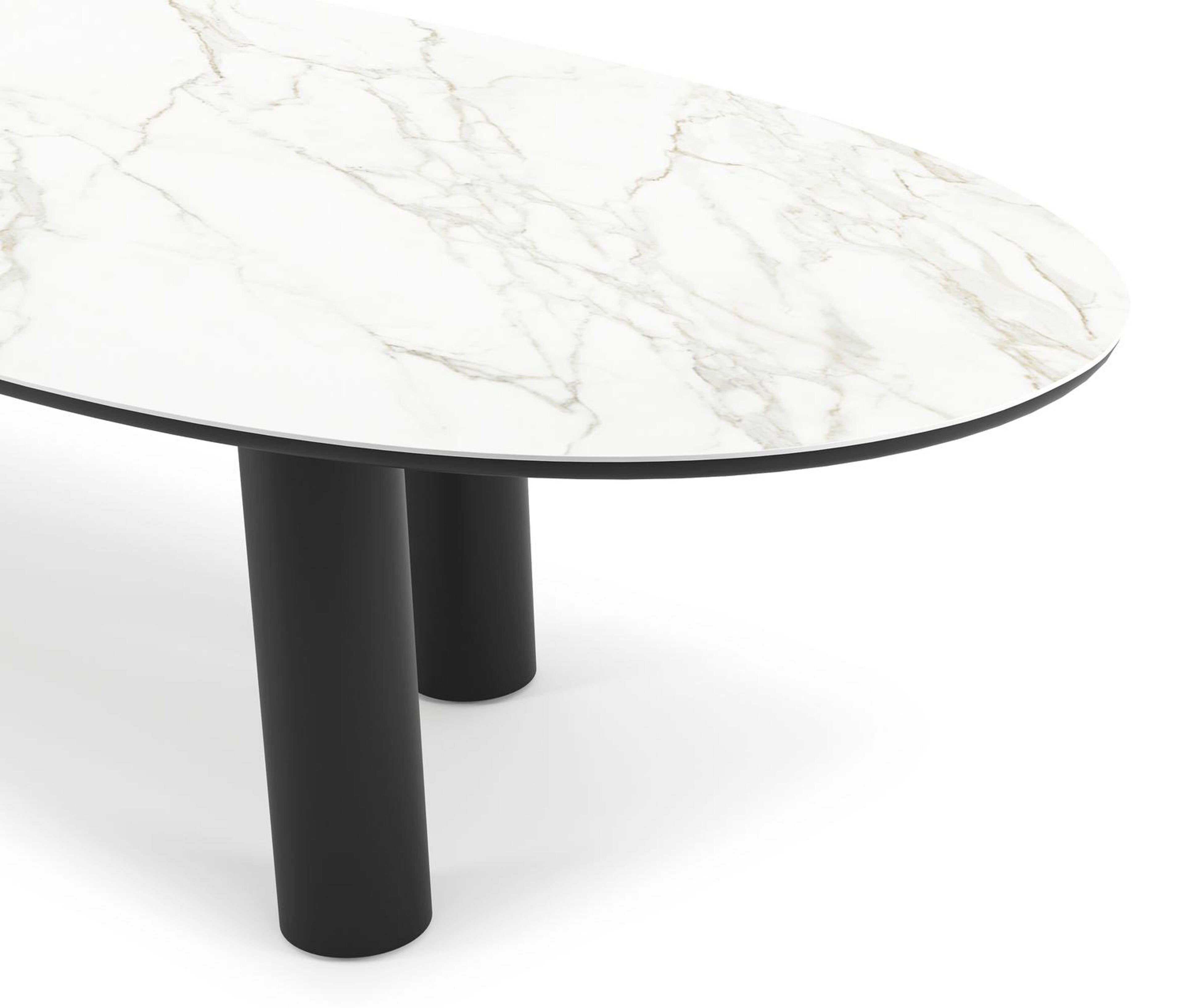 Organo tuintafel organisch in zwart aluminium en volkeramiek Calacatta - L 320 x B 120 x H 74 cm