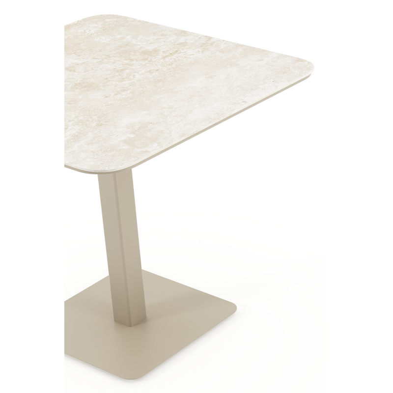 Fano kantelbare tuintafel afgerond vierkant in beige aluminium en volkeramiek Rapolano L 80 x B 80 cm
