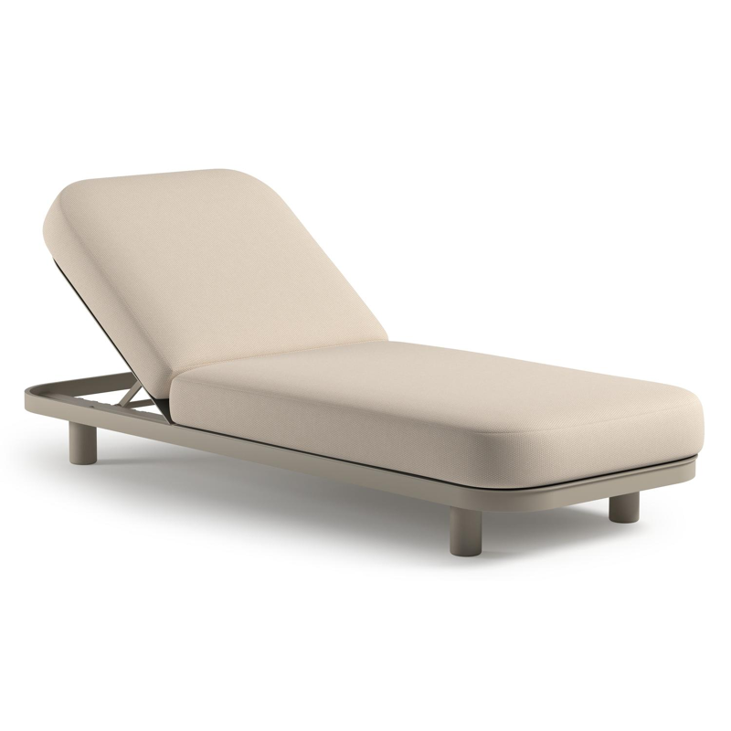 Donato verstelbaar ligbed in beige aluminium met All Weather Sunbrella® luxe lopi antique kussen