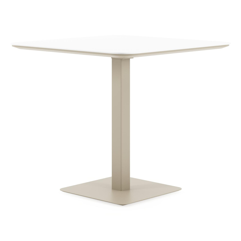 Fano kantelbare tuintafel afgerond vierkant in beige aluminium en volkeramiek Arctic White - L 80 x B 80 x H 72.5 cm