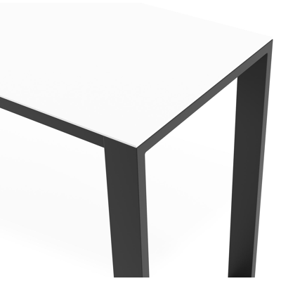 Table de bar Verato en aluminium noir et céramique pleine Arctic White - Lg. 220 x Lrg. 70 x Haut. 105 cm