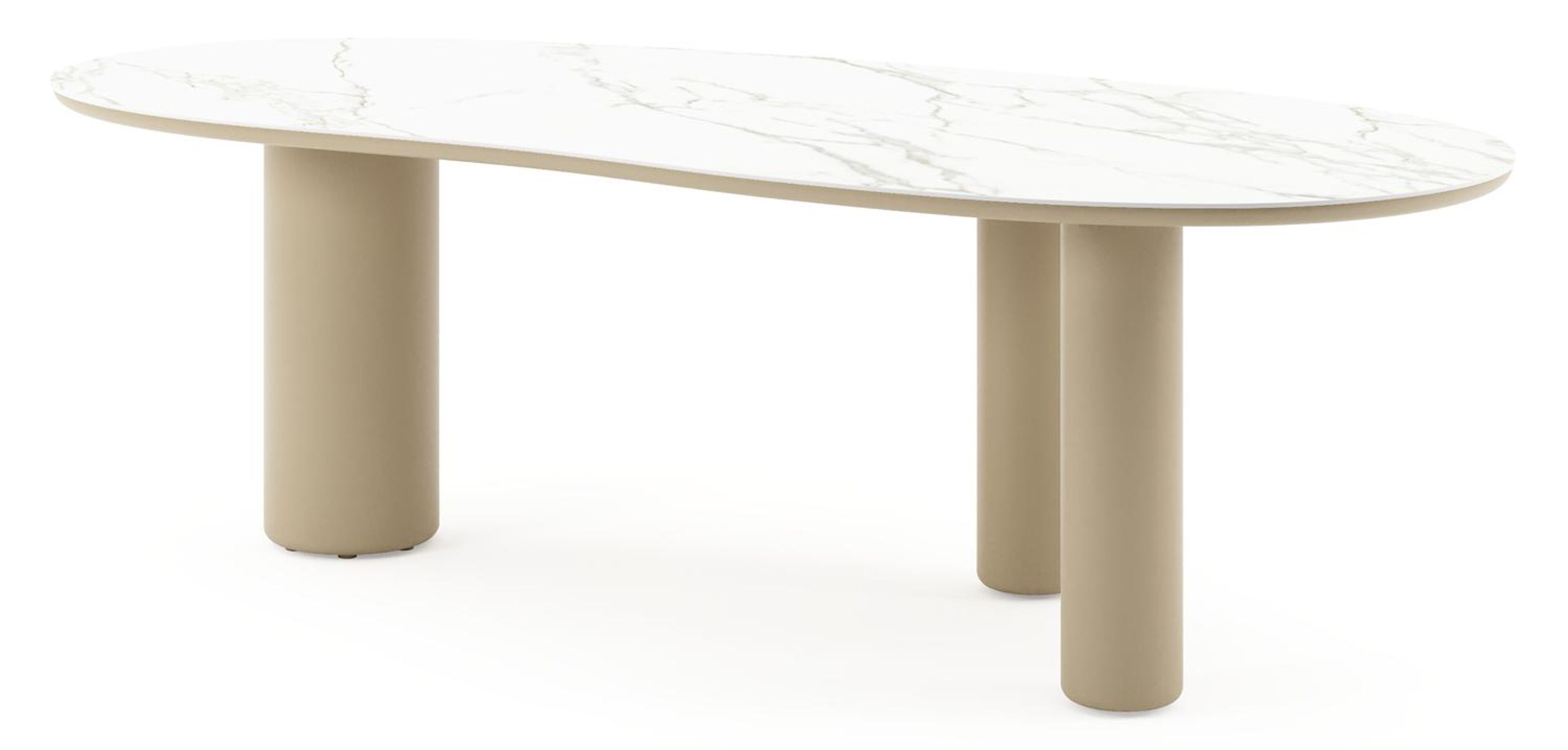 Amico tuintafel organisch in beige aluminium en volkeramiek Calacatta - L 240 x B 110 x H 74 cm