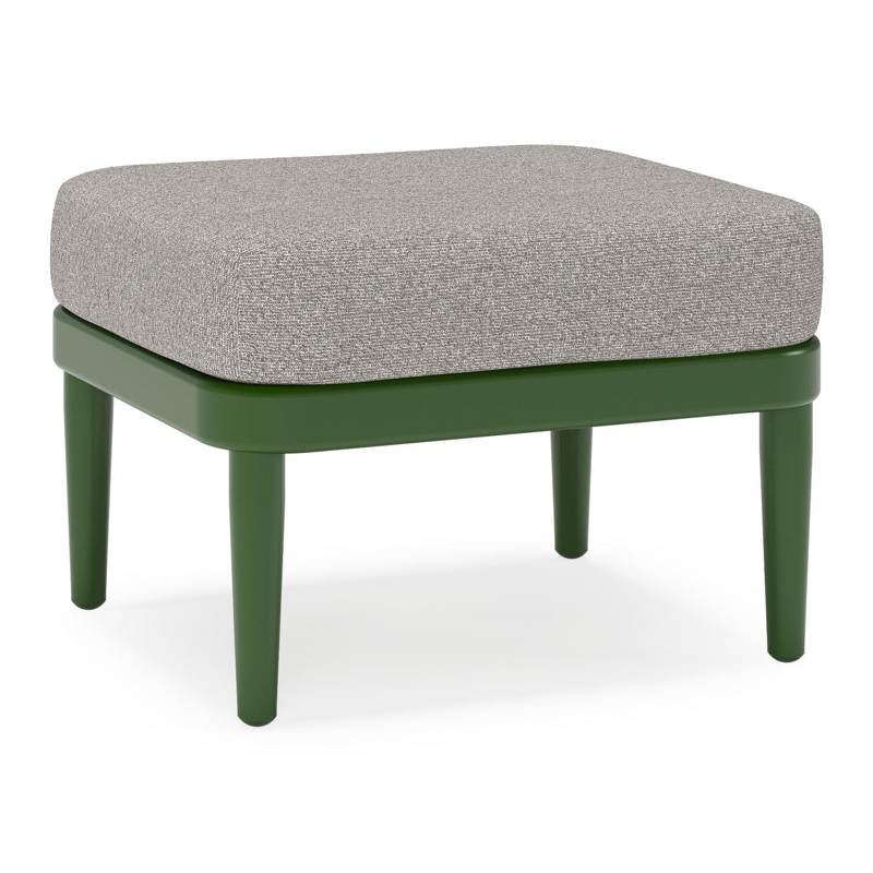 Orso poef in groen aluminium met Tundra Charcoal all weather sunbrella® luxe kussen