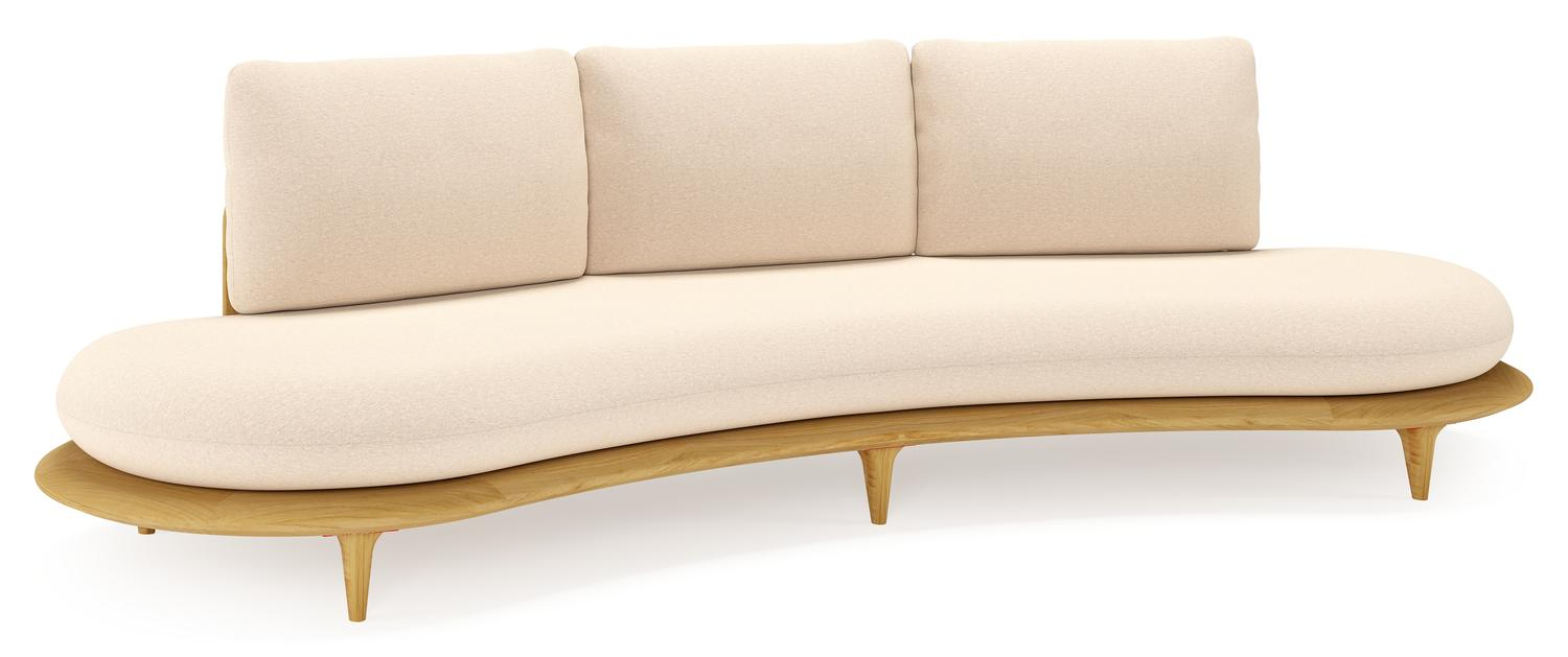 Bomero loungebank in teak met heritage papyrus all weather sunbrella® luxe kussen