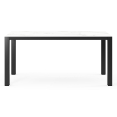 Como tuintafel rechthoekig in zwart aluminium en volkeramiek Calacatta - L 160 x B 100 x H 75 cm