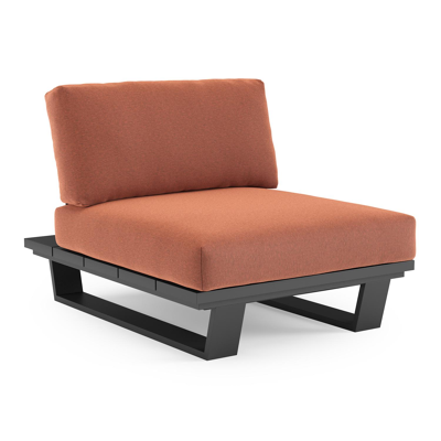 Pagino loungestoel in zwart aluminium met heritage rust all weather sunbrella® luxe kussen