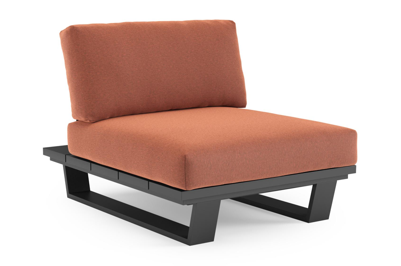 Pagino loungestoel in zwart aluminium met heritage rust all weather sunbrella® luxe kussen