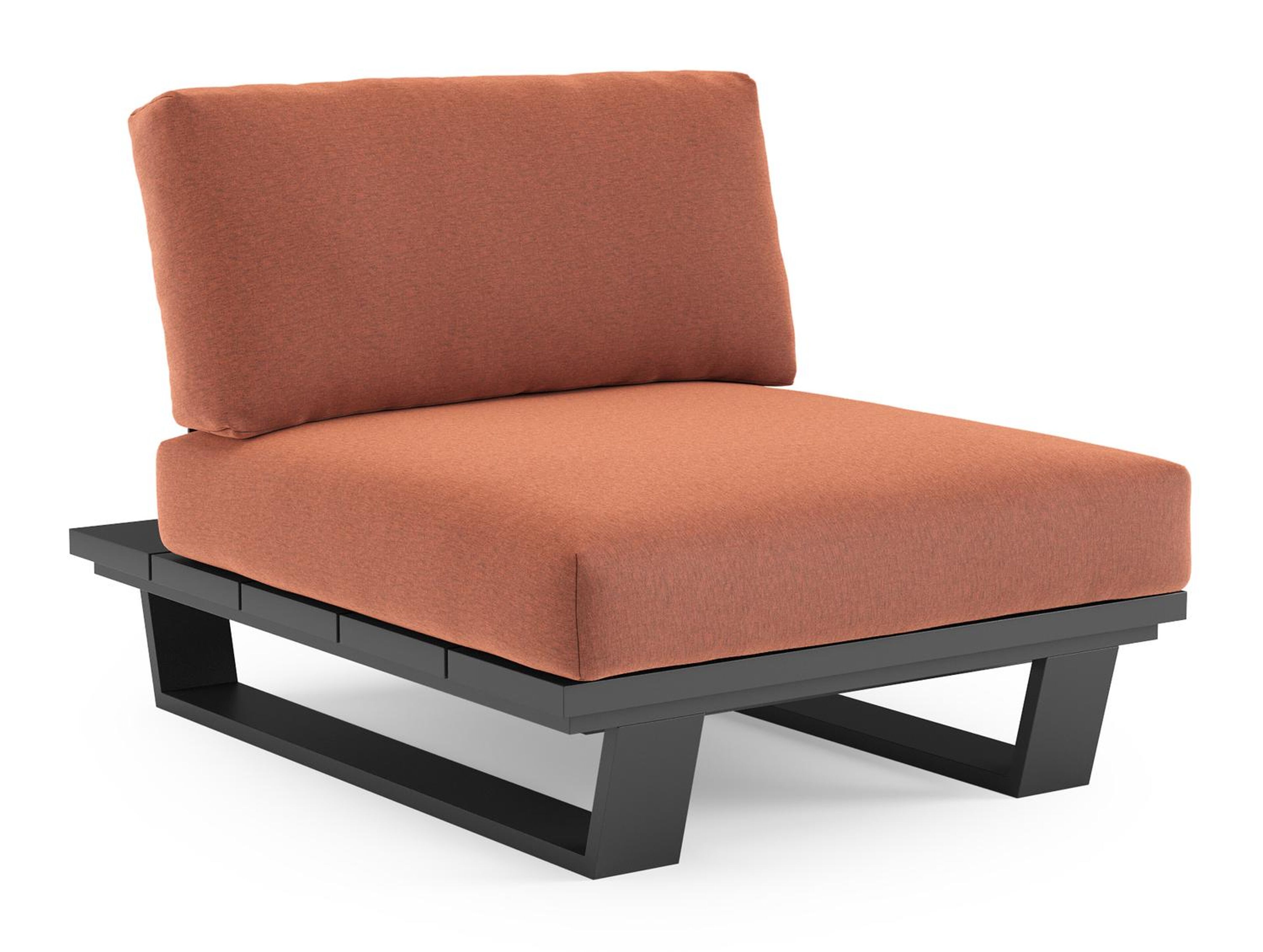 Pagino loungestoel in zwart aluminium met heritage rust all weather sunbrella® luxe kussen