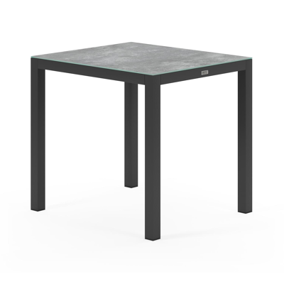 Feltro tuinset in zwart aluminium en grijs keramisch glas tafelblad met 2 Puglia tuinstoelen