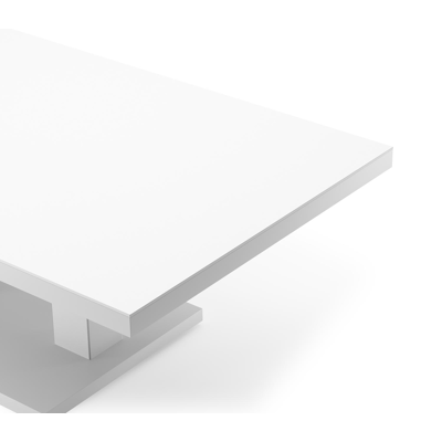 Cirello Pop up loungetafel in wit aluminium en wit volkeramiek - L 140 x B 80 x H 71,6 cm