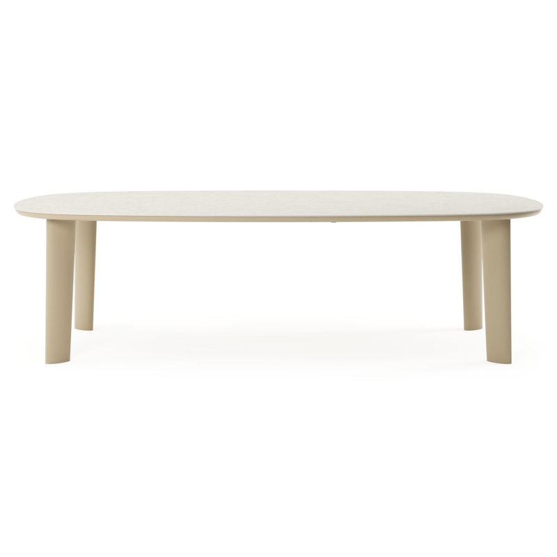 Amico tuintafel bombo xl in beige aluminium en volkeramiek Shilin - L 270 x B 148 x H 73.5 cm