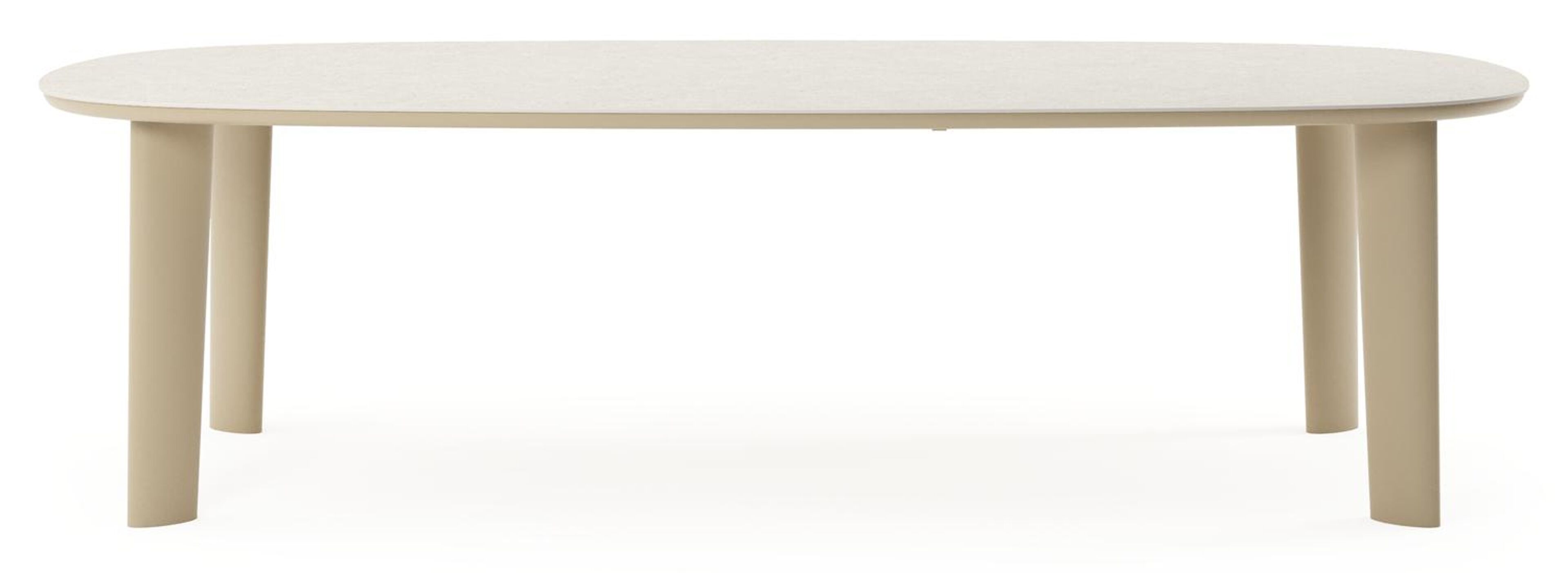 Table de jardin Amico bombo xl en aluminium beige et céramique pleine Shilin - Lg. 270 x Lrg. 148 x Haut. 73.5 cm