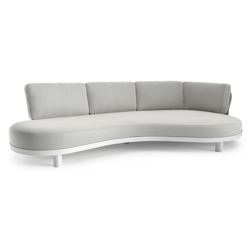 Canapé de jardin Donato en aluminium blanc et coussins en all weather sunbrella® luxe savane nimbus