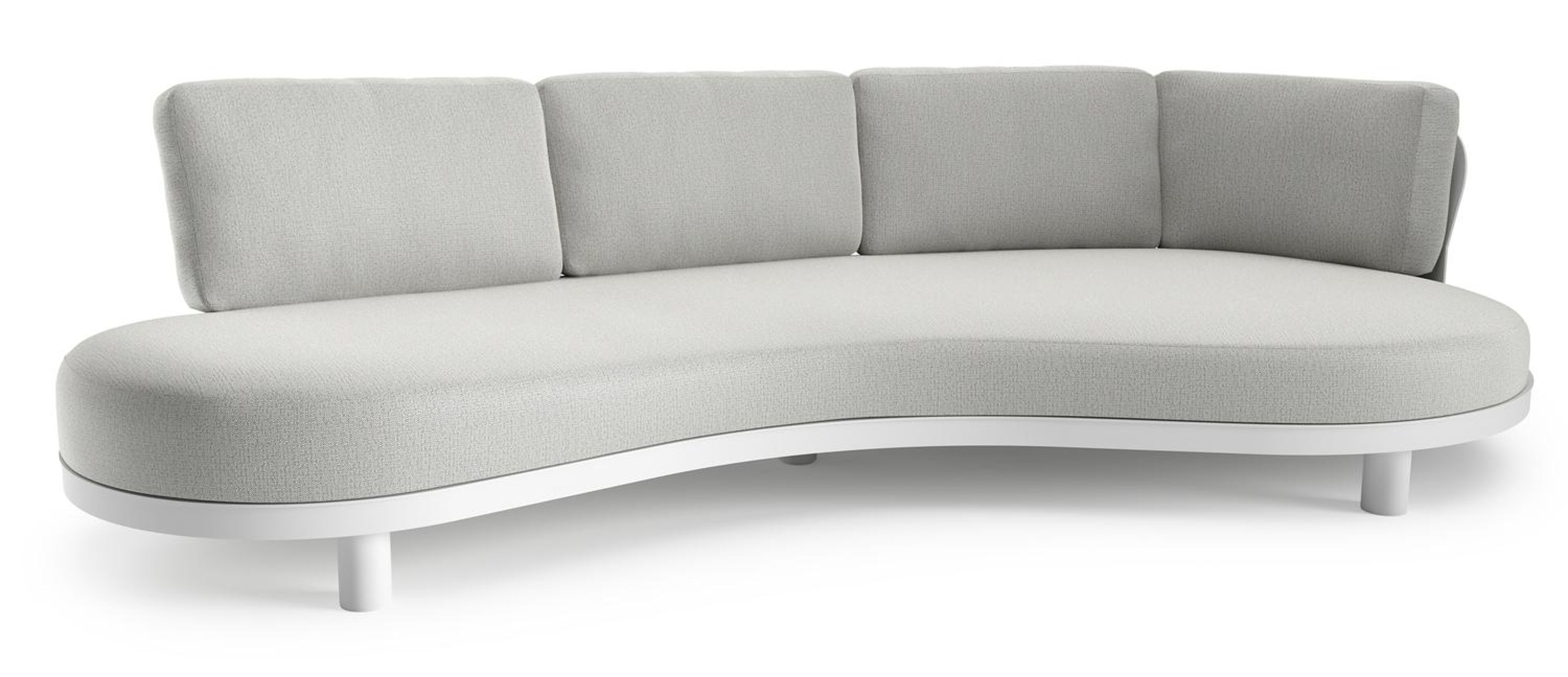Canapé de jardin Donato en aluminium blanc et coussins en all weather sunbrella® luxe savane nimbus