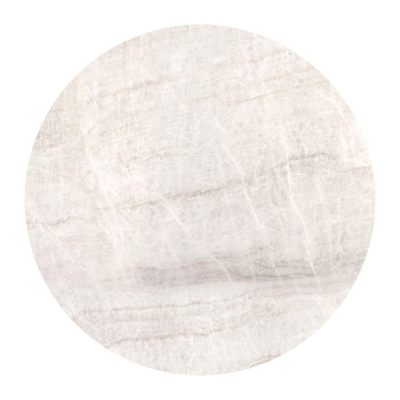 Fano tuintafel rond in wit aluminium en volkeramiek Travertino Bianco - Dia. 110 x H 74 cm