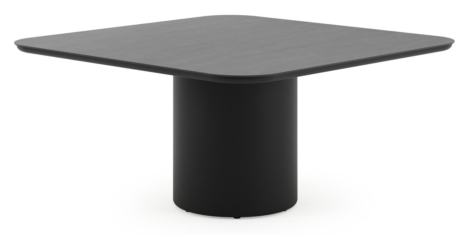 Table de jardin Amico carré arrondi en aluminium noir et céramique pleine Basalt Black - Lg. 148 x Lrg. 148 x Haut. 73.5 cm