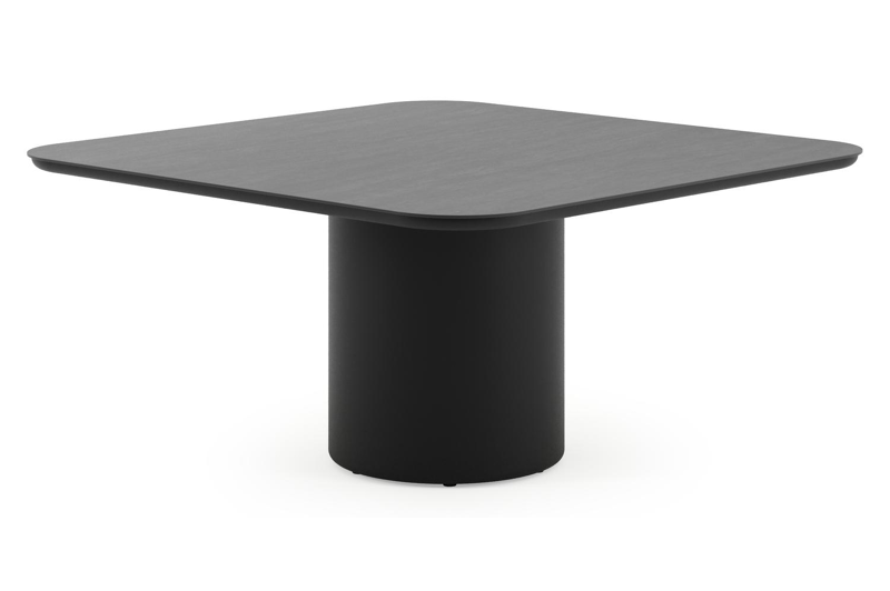 Amico tuintafel afgerond vierkant in zwart aluminium en volkeramiek Basalt Black - L 148 x B 148 x H 73.5 cm