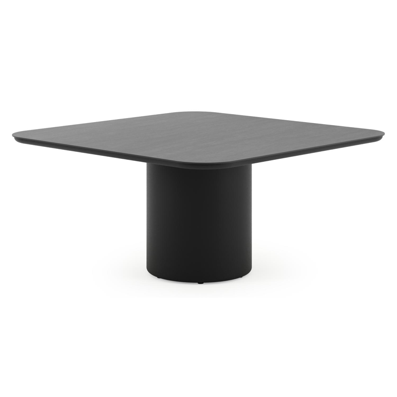 Amico tuintafel afgerond vierkant in zwart aluminium en volkeramiek Basalt Black - L 148 x B 148 x H 73.5 cm