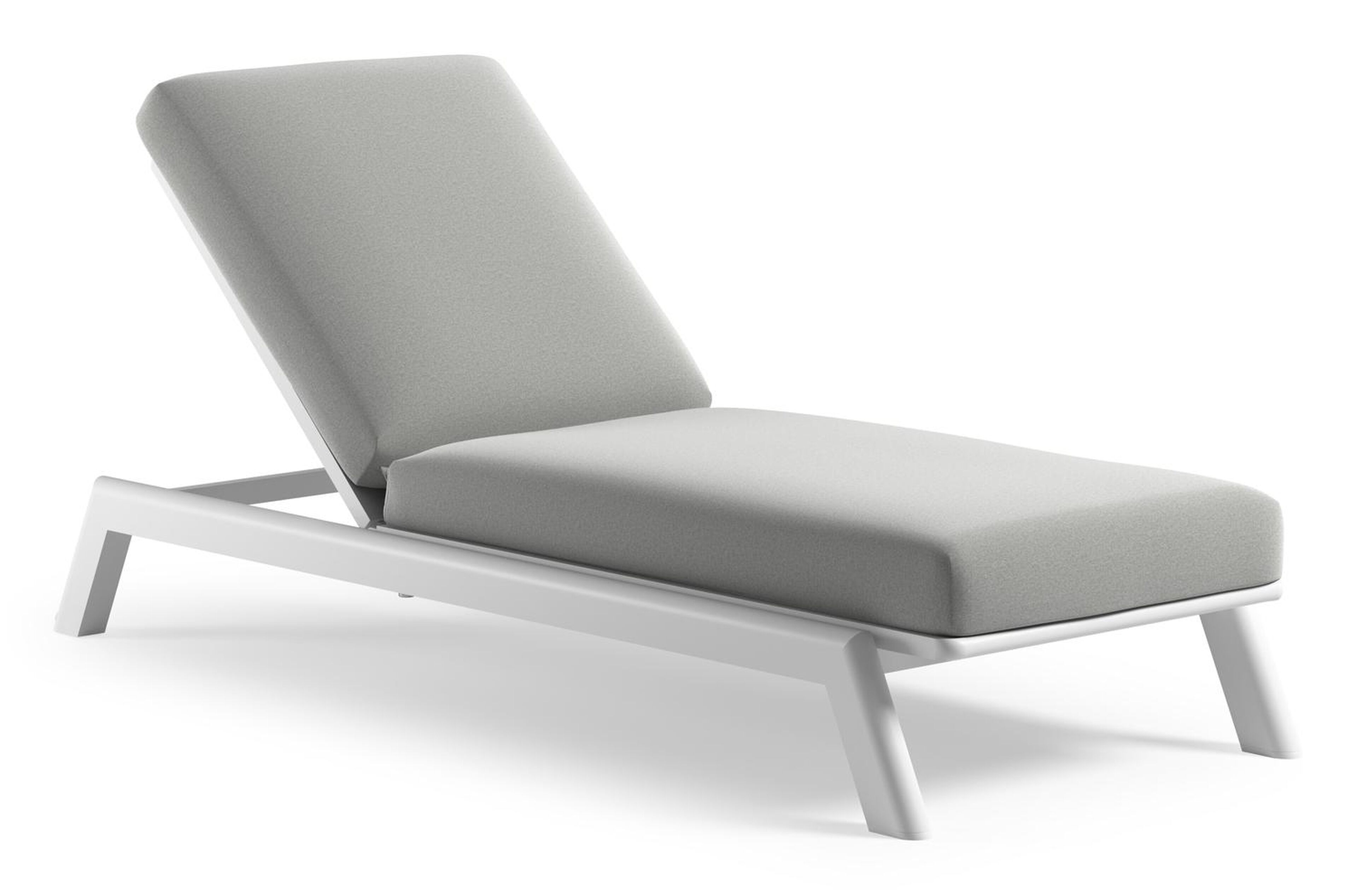 Cirello verstelbaar ligbed met pompsysteem in wit aluminium met natte grey chine all weather Sunbrella® luxe kussen