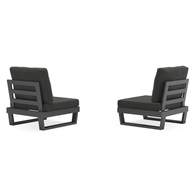 Ensemble 2 fauteuils de jardin Modica en aluminium noir avec coussins en weather+ softtouch sky black