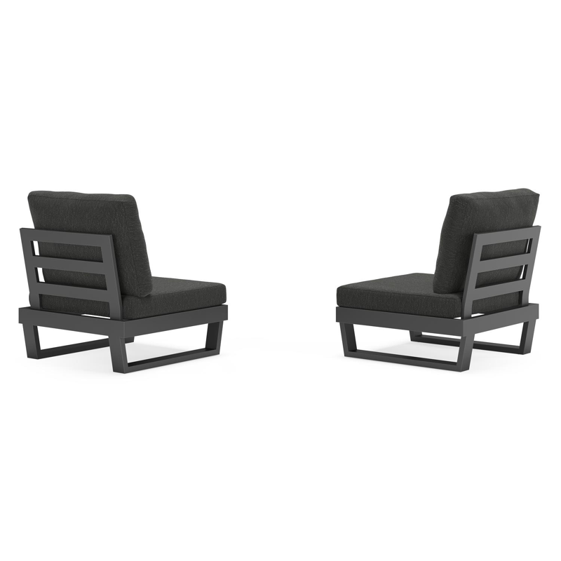Set van 2 Modica loungestoelenl in zwart aluminium met sky black weather+ softtouch kussens
