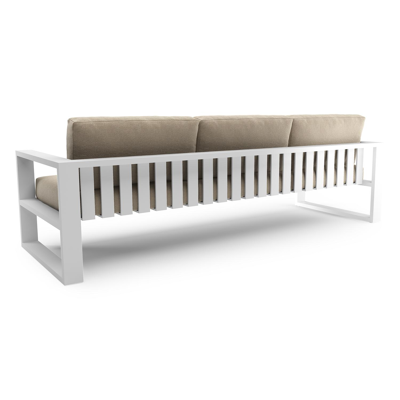 Canapé de jardin Verato en aluminium blanc et coussins en all weather cosytica althea chalk