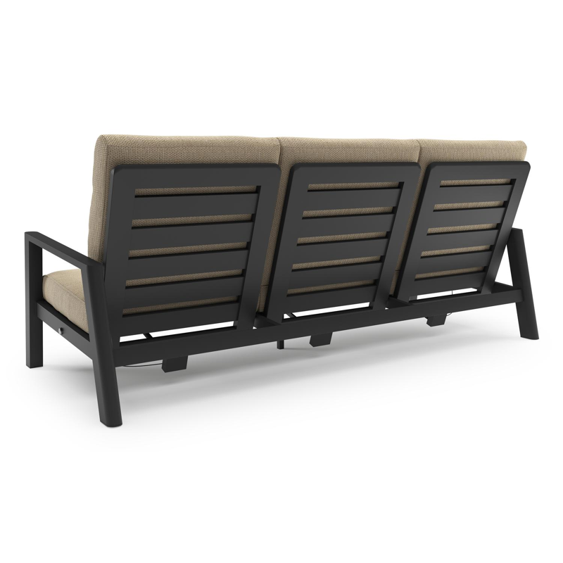 Cirello loungebank in zwart aluminium met althea camel all weather cosytica kussen