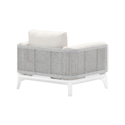 Set van 2 Mosa loungestoelen 2 x 1-zit in wit aluminium en wit gedraaide ronde wicker met sand weather+ softtouch kussen